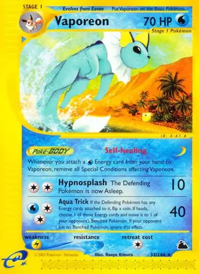 Vaporeon 33/144 Skyridge Pokemon card