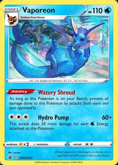 Vaporeon SWSH072/307 SWSH Black Star Promos Pokemon card