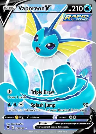 Vaporeon V 172/203 Evolving Skies Pokemon card