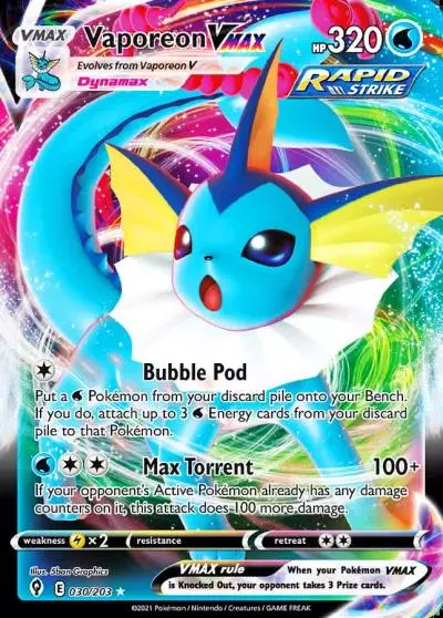Vaporeon VMAX 30/203 Evolving Skies Pokemon card