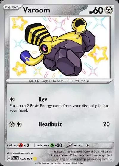 Varoom 192/91 Paldean Fates Pokemon card