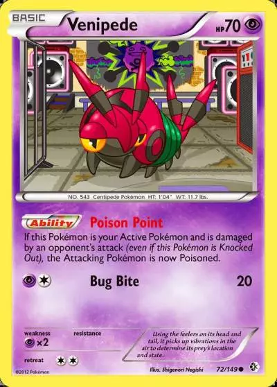 Venipede 72/149 Boundaries Crossed Pokemon card