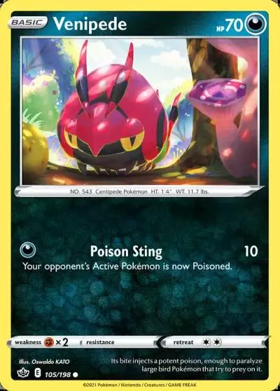 Venipede 105/198 Chilling Reign Pokemon card