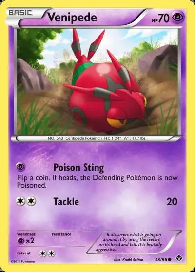 Venipede 38/98 Emerging Powers Pokemon card