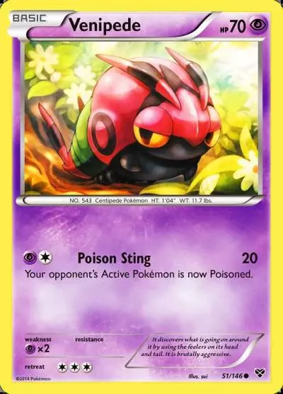 Venipede 51/146 XY Pokemon card