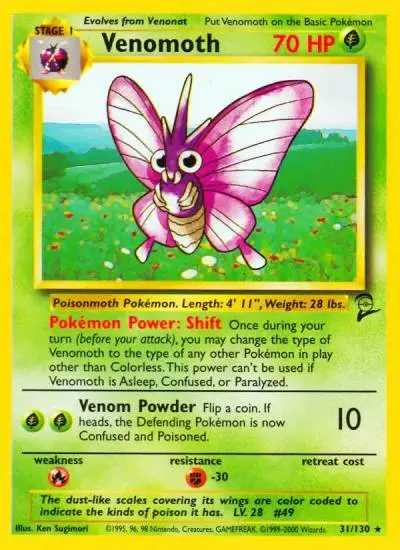 Venomoth 31/130 Base Set 2 Pokemon card