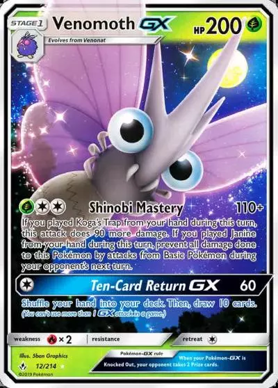 Venomoth-GX 12/214 Unbroken Bonds Pokemon card