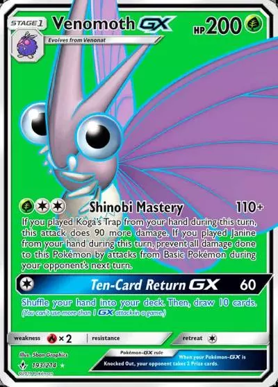 Venomoth-GX 193/214 Unbroken Bonds Pokemon card