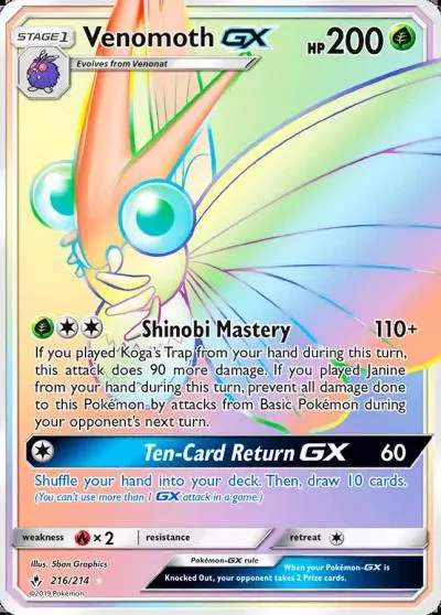 Venomoth-GX 216/214 Unbroken Bonds Pokemon card