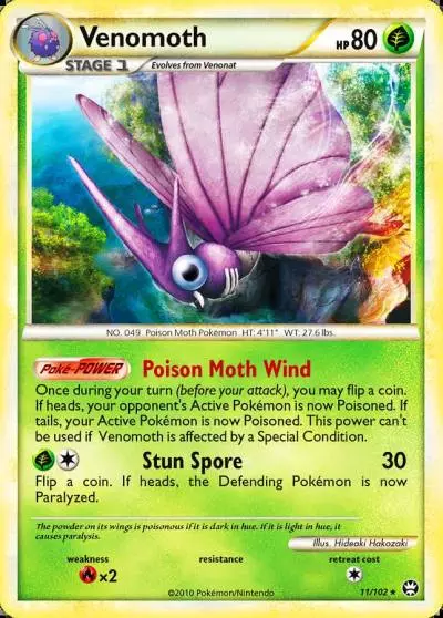 Venomoth 11/102 HS—Triumphant Pokemon card