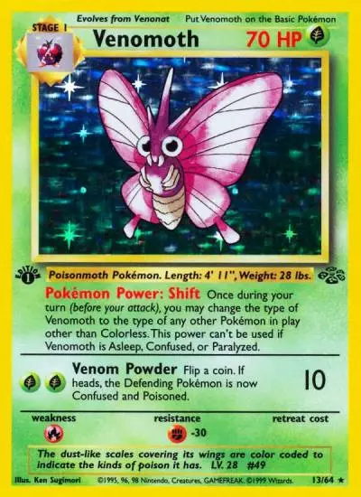 Venomoth 13/64 Jungle Pokemon card