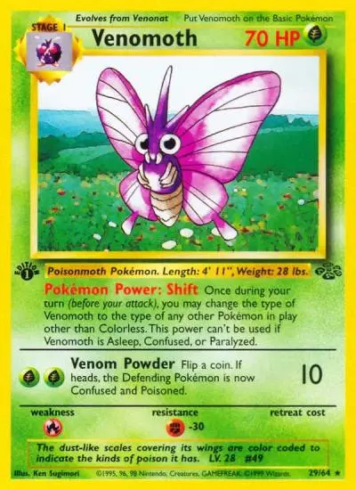 Venomoth 29/64 Jungle Pokemon card