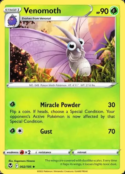Venomoth 2/195 Silver Tempest Pokemon card