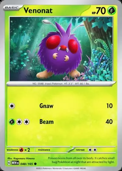 Venonat 48/165 151 Pokemon card
