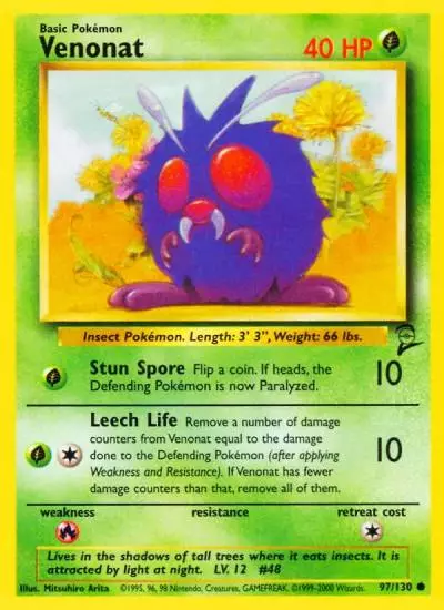 Venonat 97/130 Base Set 2 Pokemon card