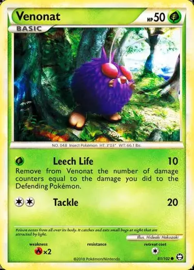 Venonat 81/102 HS—Triumphant Pokemon card