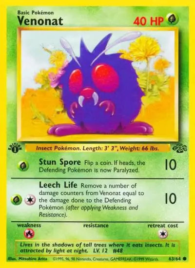 Venonat 63/64 Jungle Pokemon card