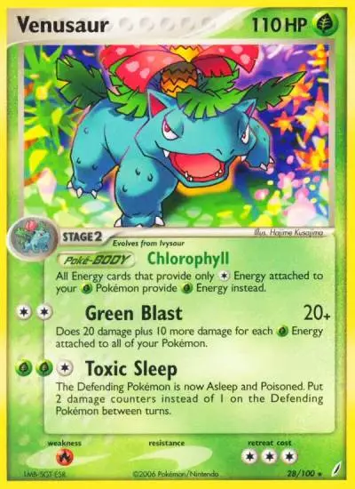 Venusaur 28/100 Crystal Guardians Pokemon card