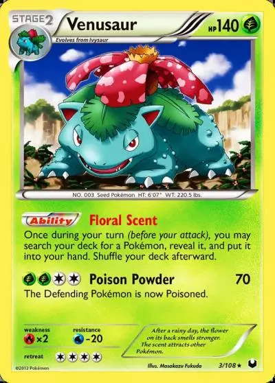 Venusaur 3/108 Dark Explorers Pokemon card