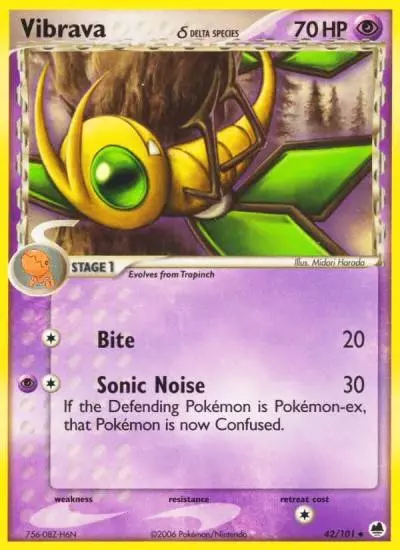 Vibrava δ 42/101 Dragon Frontiers Pokemon card