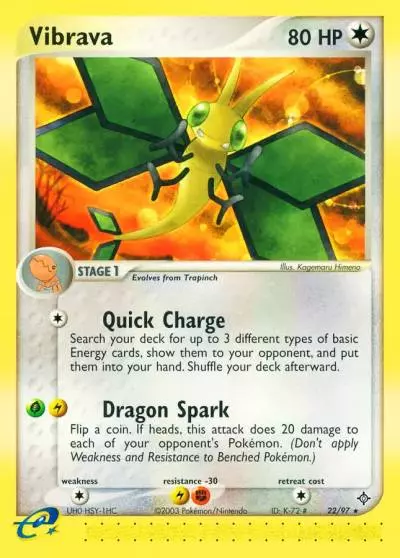 Vibrava 22/97 Dragon Pokemon card