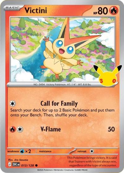 Victini 13/128 30th Celebration Pokemon card