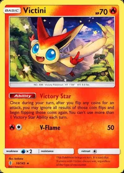 Victini 10/145 Guardians Rising Pokemon card