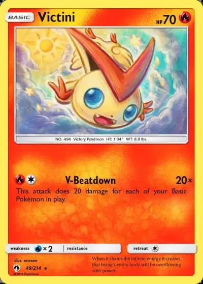 Victini 49/214 Lost Thunder Pokemon card