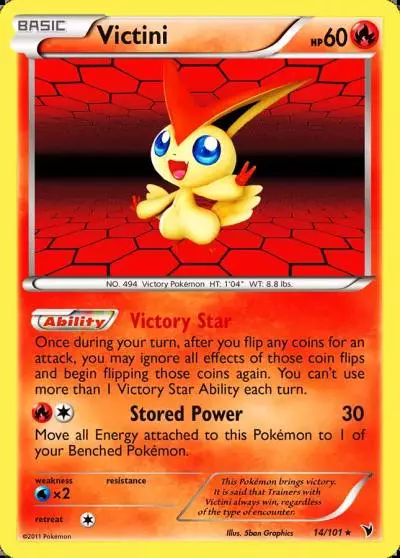 Victini 14/101 Noble Victories Pokemon card