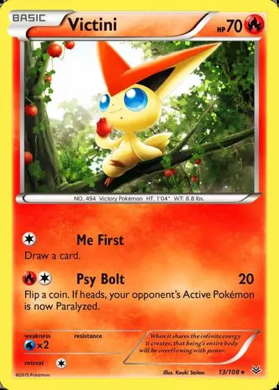 Victini 13/108 Roaring Skies Pokemon card