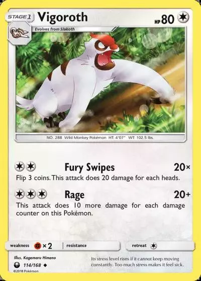 Vigoroth 114/168 Celestial Storm Pokemon card