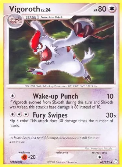 Vigoroth 68/123 Mysterious Treasures Pokemon card