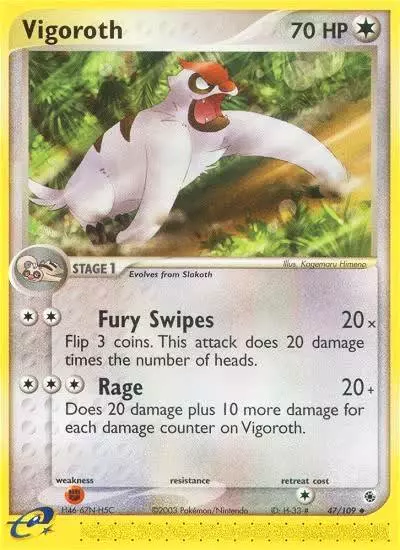 Vigoroth 47/109 Ruby & Sapphire Pokemon card