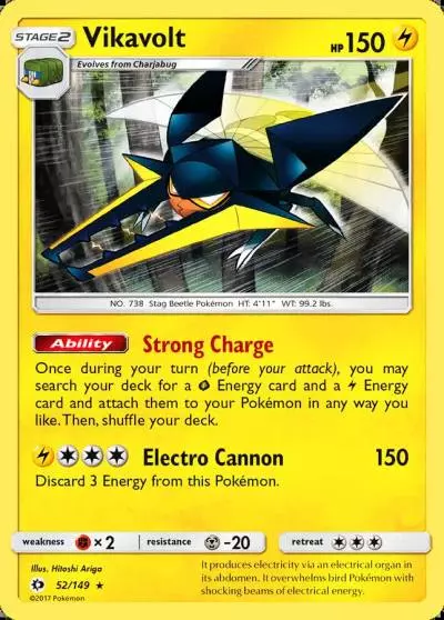 Vikavolt 52/149 Sun & Moon Pokemon card