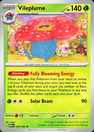 Vileplume 45/165 151 Pokemon card