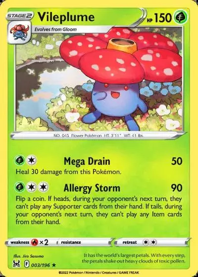 Vileplume 3/196 Lost Origin Pokemon card