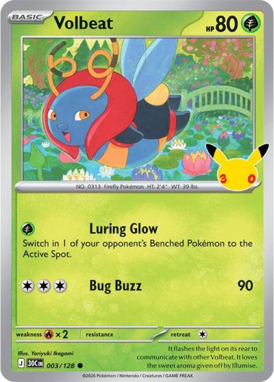 Volbeat 3/128 30th Celebration Pokemon card