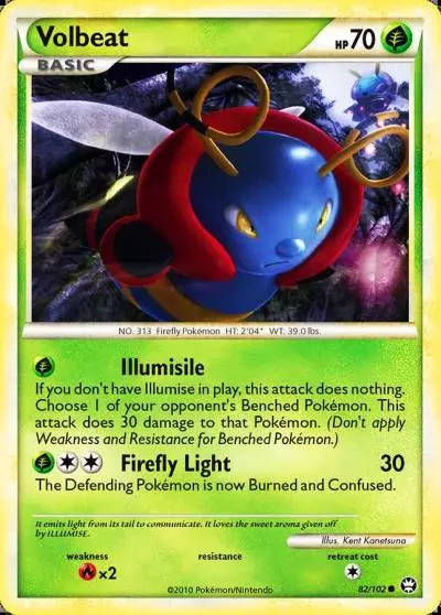 Volbeat 82/102 HS—Triumphant Pokemon card
