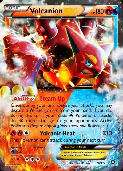 Volcanion-EX 26/114 Steam Siege Pokemon card