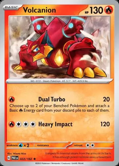 Volcanion 22/182 Paradox Rift Pokemon card