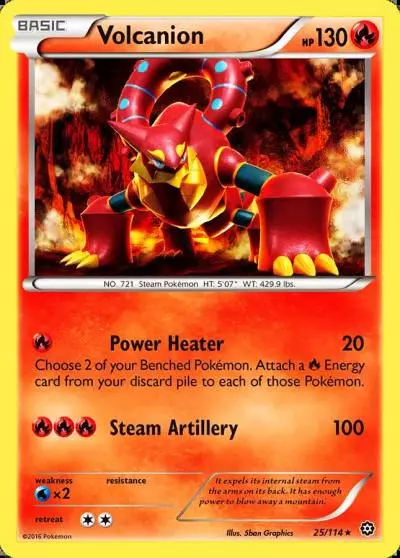 Volcanion 25/114 Steam Siege Pokemon card