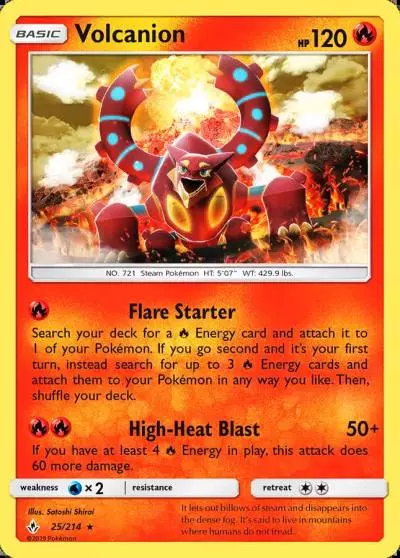 Volcanion 25/214 Unbroken Bonds Pokemon card