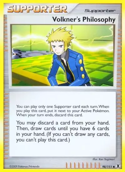 Volkner's Philosophy 98/111 Rising Rivals Pokemon card
