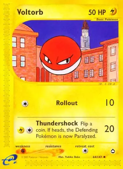 Voltorb 64/147 Aquapolis Pokemon card