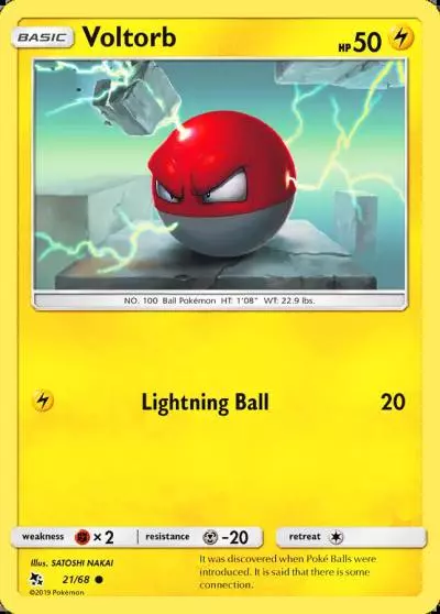 Voltorb 21/68 Hidden Fates Pokemon card