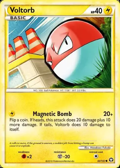 Voltorb 83/102 HS—Triumphant Pokemon card