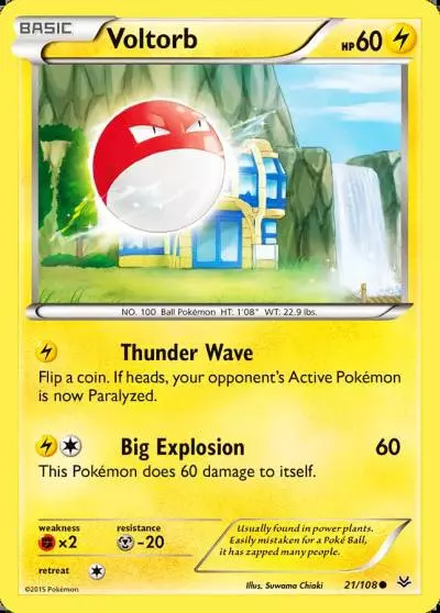 Voltorb 21/108 Roaring Skies Pokemon card