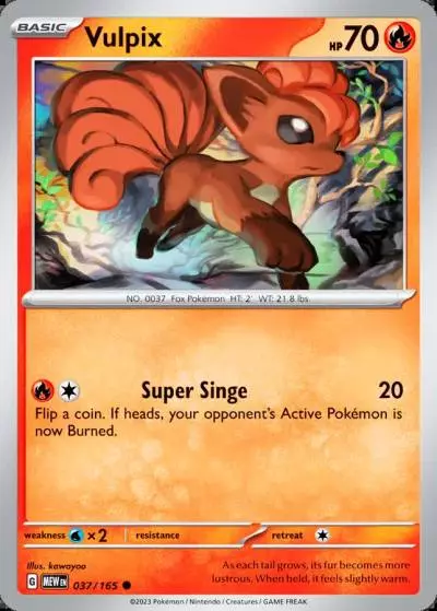 Vulpix 37/165 151 Pokemon card