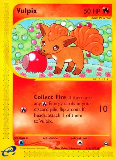 Vulpix 116/147 Aquapolis Pokemon card