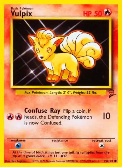 Vulpix 99/130 Base Set 2 Pokemon card